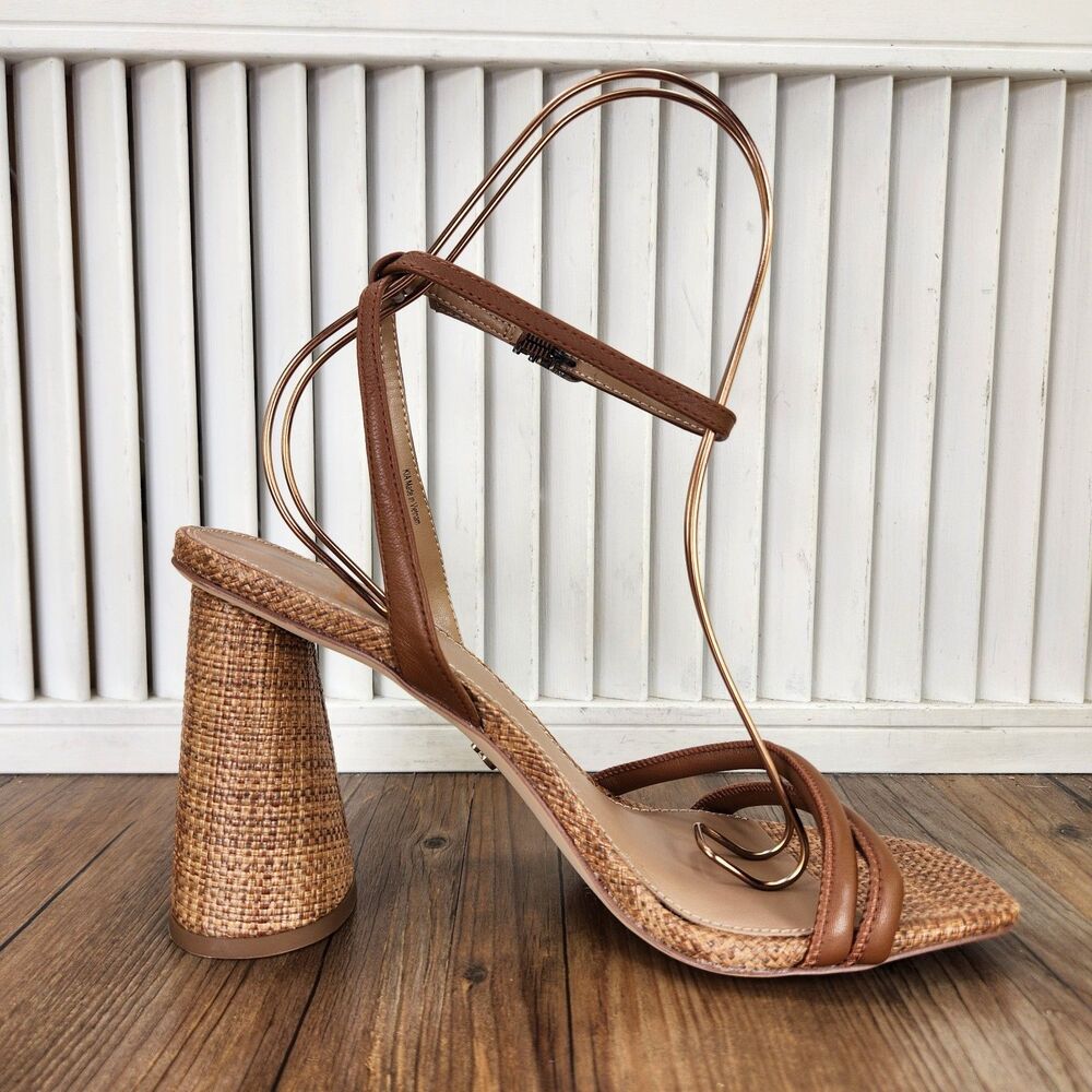Sam Edelman Kia Block Heel Leather Sandals Womens Size 8.5 M Cognac Brown Heels - Picture 5 of 11